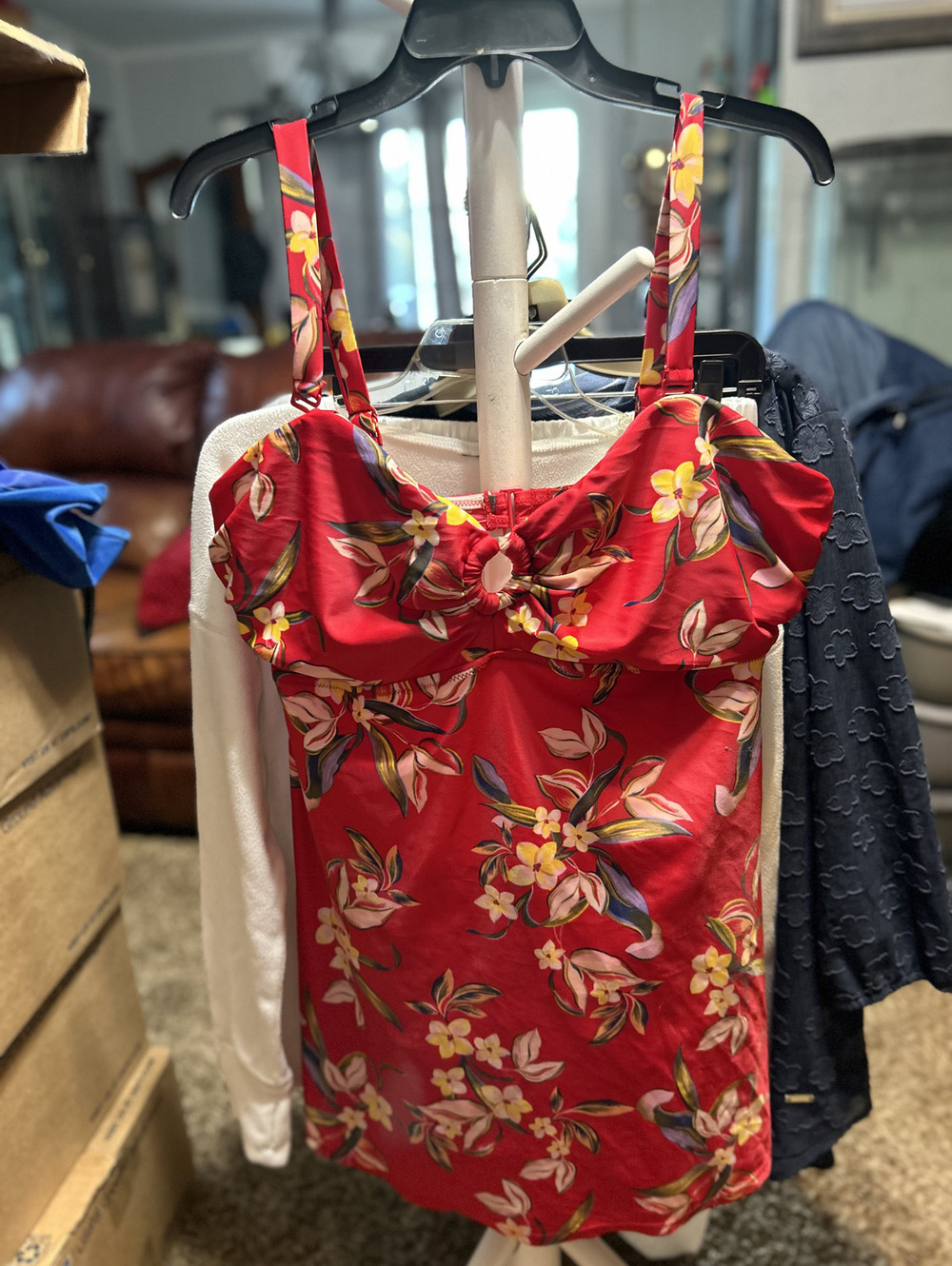 Old Navy Plus Size 2X Floral Red One Piece Swim Dress
